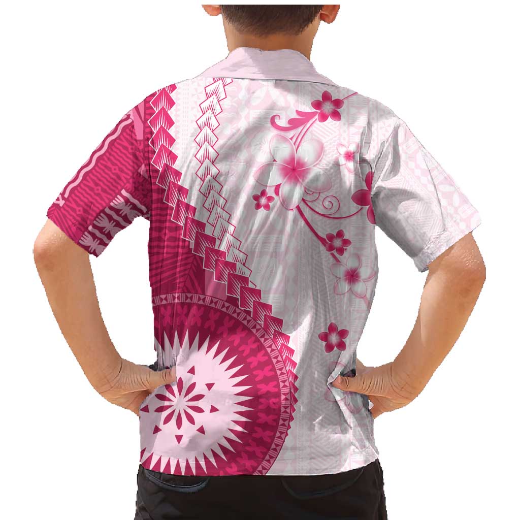 Bula Fiji Family Matching Mermaid Dress and Hawaiian Shirt Pink Plumeria Masi Tapa Pattern - Polynesian Pride