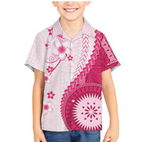 Bula Fiji Family Matching Mermaid Dress and Hawaiian Shirt Pink Plumeria Masi Tapa Pattern - Polynesian Pride