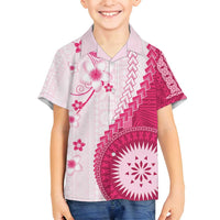 Bula Fiji Family Matching Summer Maxi Dress and Hawaiian Shirt Pink Plumeria Masi Tapa Pattern - Polynesian Pride