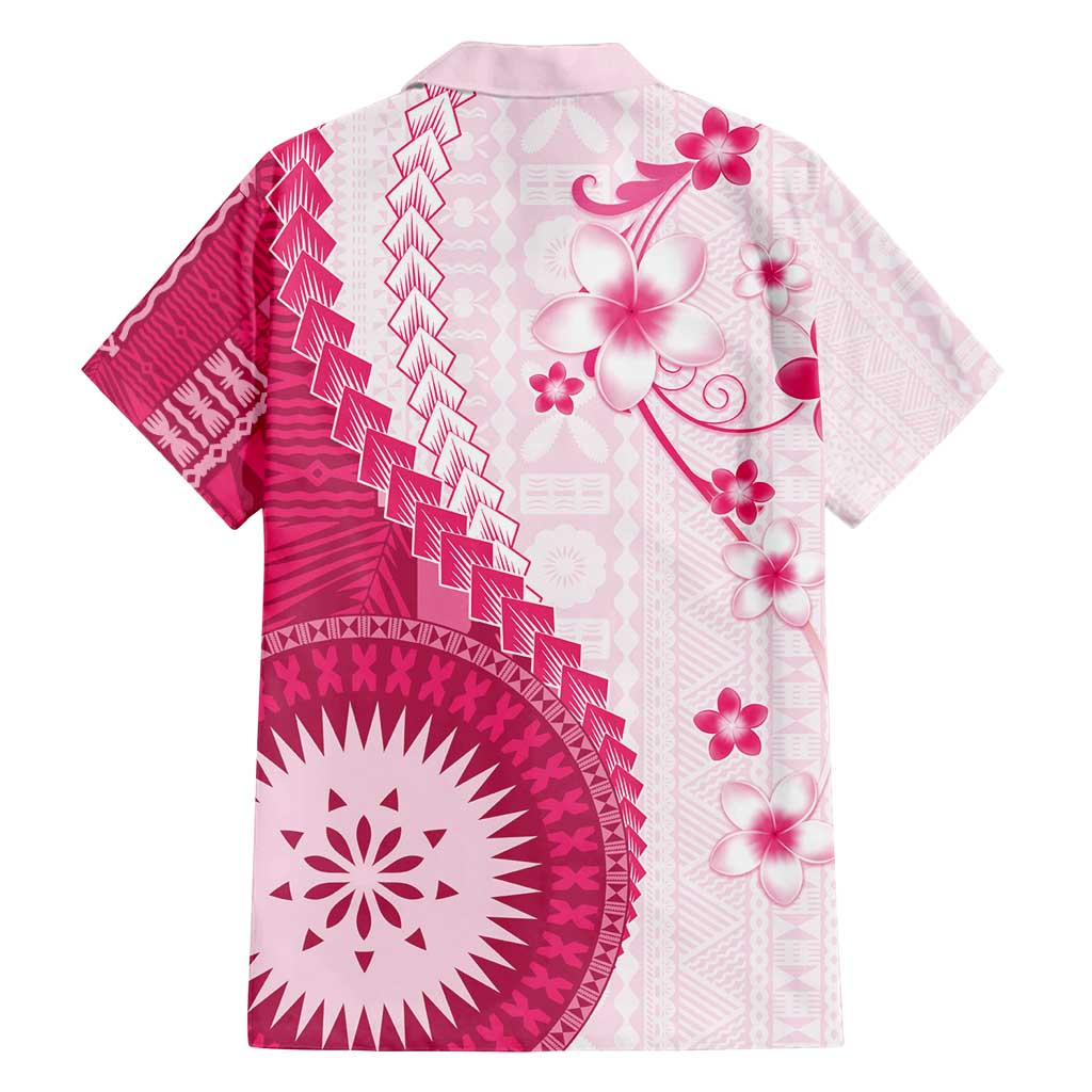 Bula Fiji Family Matching Tank Maxi Dress and Hawaiian Shirt Pink Plumeria Masi Tapa Pattern - Polynesian Pride