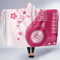Bula Fiji Hooded Blanket Pink Plumeria Masi Tapa Pattern - Polynesian Pride