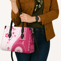 Bula Fiji Leather Bag Pink Plumeria Masi Tapa Pattern - Polynesian Pride