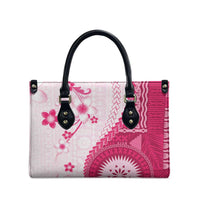 Bula Fiji Leather Bag Pink Plumeria Masi Tapa Pattern - Polynesian Pride