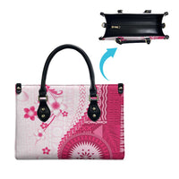 Bula Fiji Leather Bag Pink Plumeria Masi Tapa Pattern - Polynesian Pride