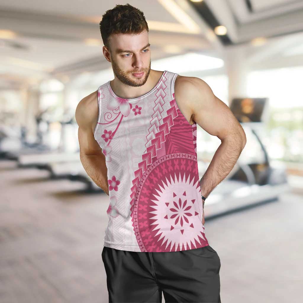 Bula Fiji Men Tank Top Pink Plumeria Masi Tapa Pattern - Polynesian Pride