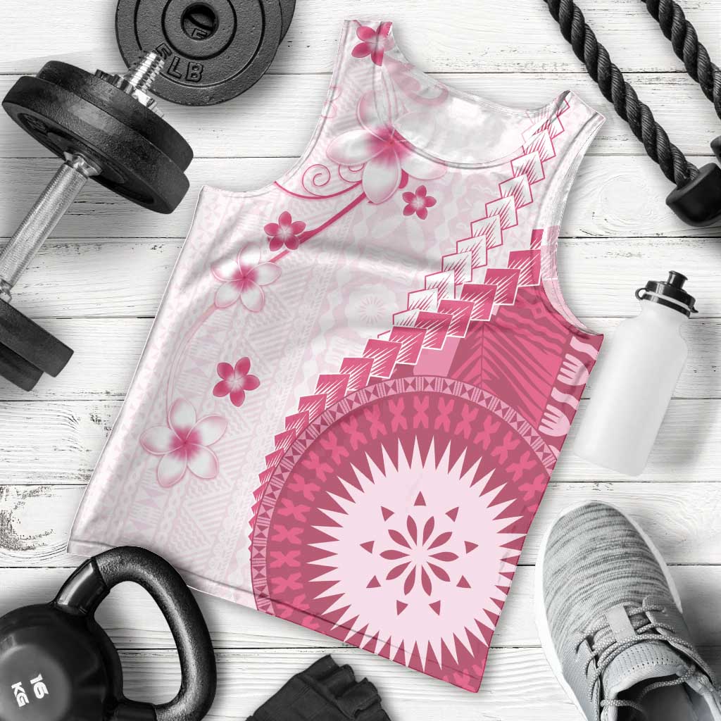 Bula Fiji Men Tank Top Pink Plumeria Masi Tapa Pattern - Polynesian Pride