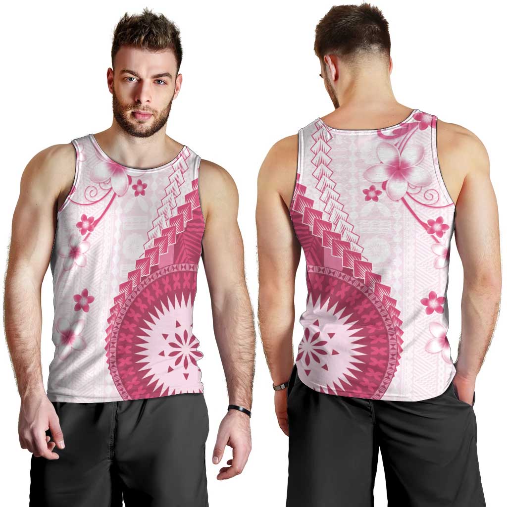 Bula Fiji Men Tank Top Pink Plumeria Masi Tapa Pattern - Polynesian Pride