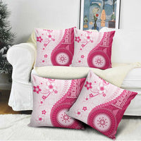 Bula Fiji Pillow Cover Pink Plumeria Masi Tapa Pattern - Polynesian Pride