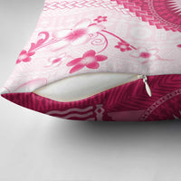 Bula Fiji Pillow Cover Pink Plumeria Masi Tapa Pattern - Polynesian Pride