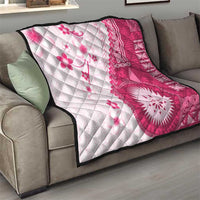 Bula Fiji Quilt Pink Plumeria Masi Tapa Pattern - Polynesian Pride