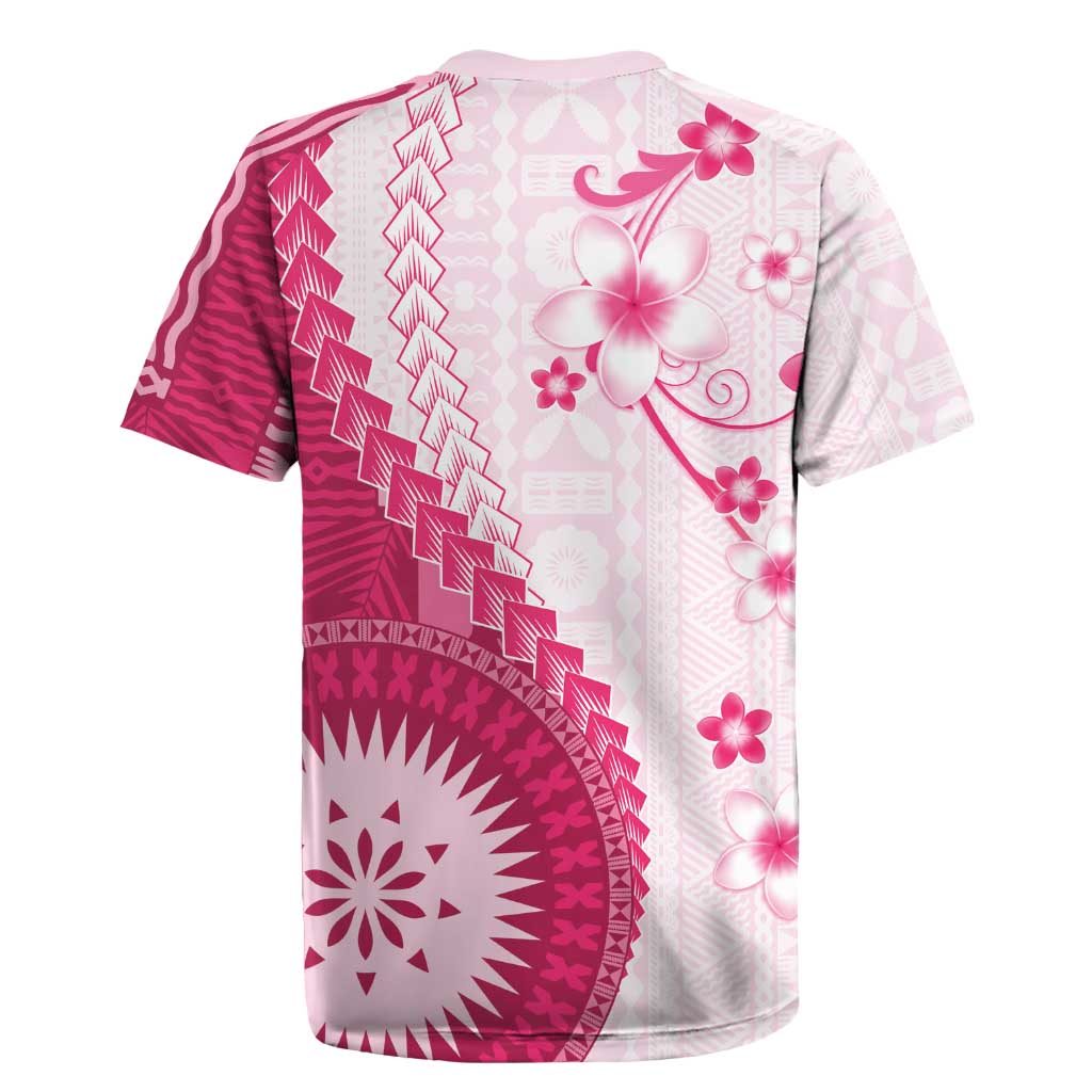 Bula Fiji Rugby Jersey Pink Plumeria Masi Tapa Pattern - Polynesian Pride