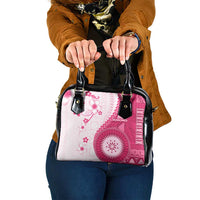 Bula Fiji Shoulder Handbag Pink Plumeria Masi Tapa Pattern LT05 One Size Pink - Polynesian Pride