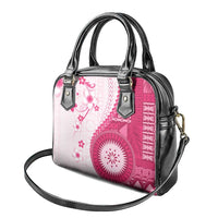 Bula Fiji Shoulder Handbag Pink Plumeria Masi Tapa Pattern LT05 - Polynesian Pride