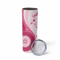 Bula Fiji Skinny Tumbler Pink Plumeria Masi Tapa Pattern LT05 - Polynesian Pride