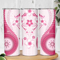 Bula Fiji Skinny Tumbler Pink Plumeria Masi Tapa Pattern LT05 - Polynesian Pride