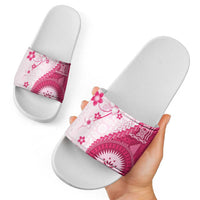 Bula Fiji Slide Sandals Pink Plumeria Masi Tapa Pattern LT05 - Polynesian Pride