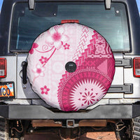 Bula Fiji Spare Tire Cover Pink Plumeria Masi Tapa Pattern - Polynesian Pride