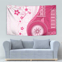 Bula Fiji Tapestry Pink Plumeria Masi Tapa Pattern - Polynesian Pride