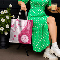 Bula Fiji Tote Bag Pink Plumeria Masi Tapa Pattern - Polynesian Pride