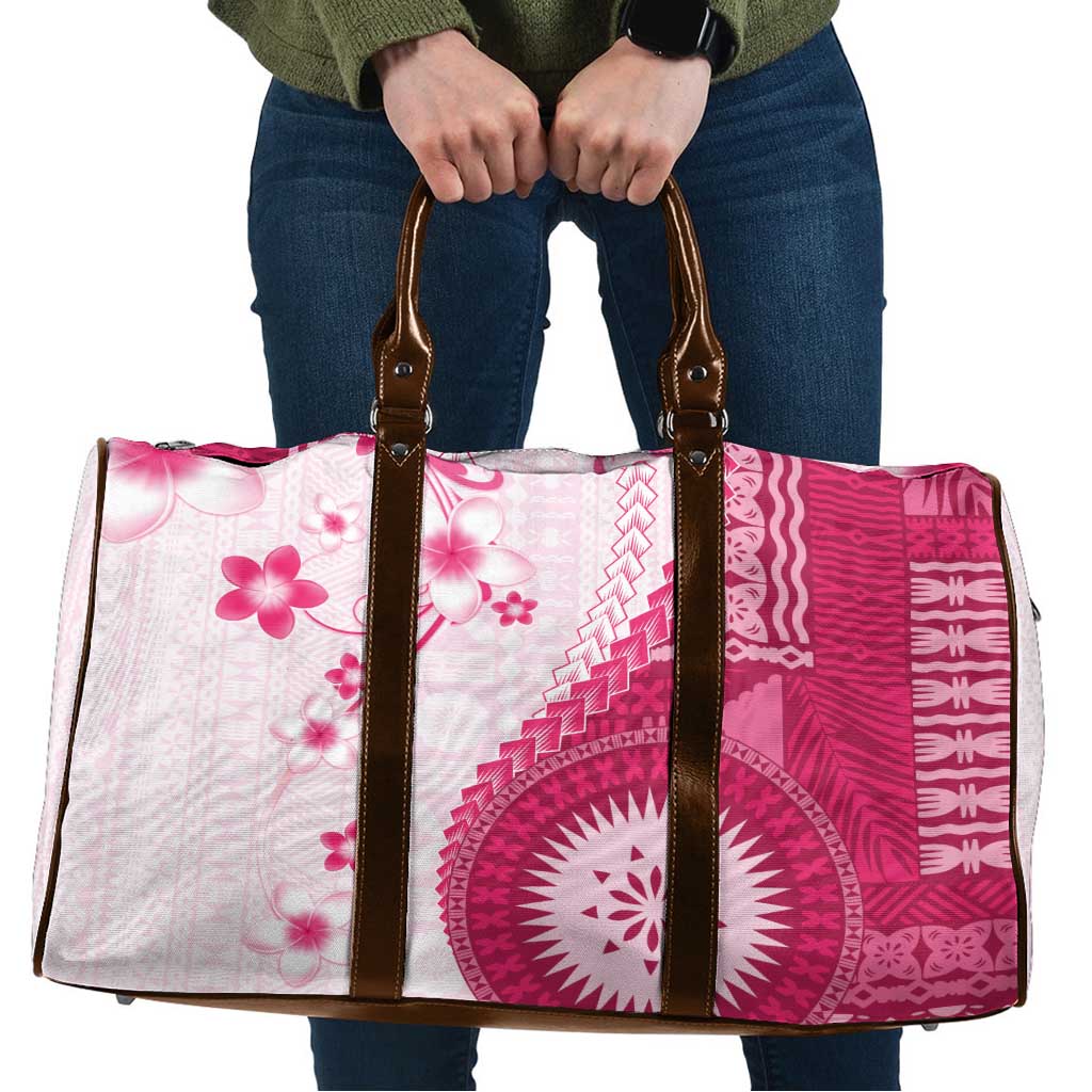 Bula Fiji Travel Bag Pink Plumeria Masi Tapa Pattern - Polynesian Pride