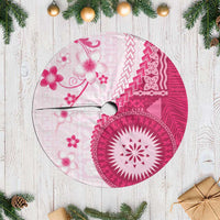 Bula Fiji Tree Skirt Pink Plumeria Masi Tapa Pattern - Polynesian Pride