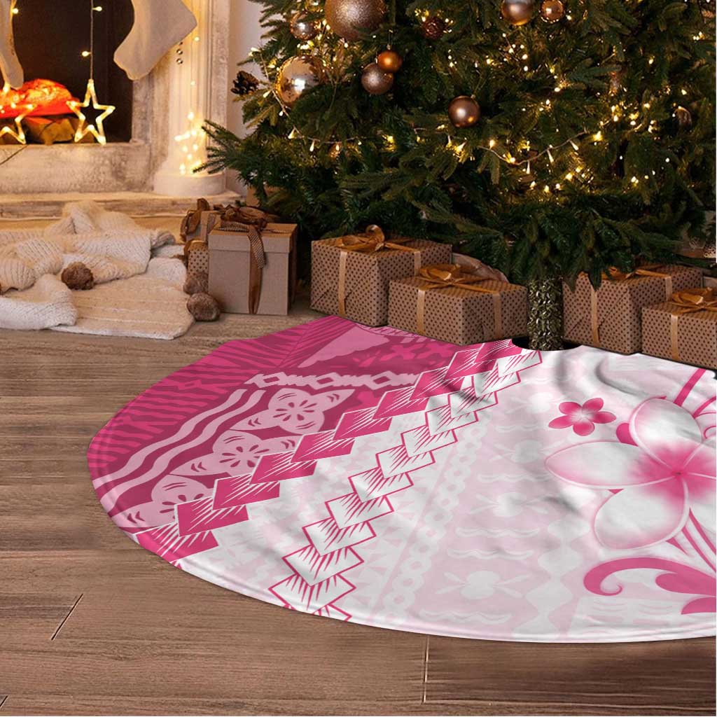 Bula Fiji Tree Skirt Pink Plumeria Masi Tapa Pattern - Polynesian Pride