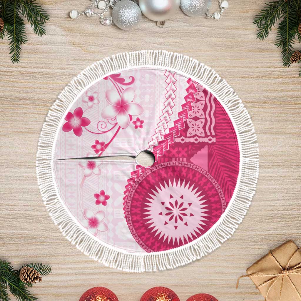 Bula Fiji Tree Skirt Pink Plumeria Masi Tapa Pattern - Polynesian Pride