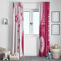 Bula Fiji Window Curtain Pink Plumeria Masi Tapa Pattern - Polynesian Pride