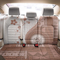 Bula Fiji Back Car Seat Cover Brown Plumeria Masi Tapa Pattern - Polynesian Pride