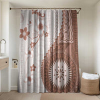 Bula Fiji Bathroom Set Brown Plumeria Masi Tapa Pattern - Polynesian Pride
