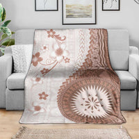 Bula Fiji Blanket Brown Plumeria Masi Tapa Pattern - Polynesian Pride