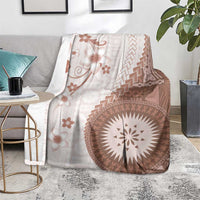 Bula Fiji Blanket Brown Plumeria Masi Tapa Pattern - Polynesian Pride