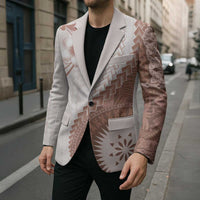 Bula Fiji Blazer Brown Plumeria Masi Tapa Pattern - Polynesian Pride