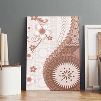 Bula Fiji Canvas Wall Art Brown Plumeria Masi Tapa Pattern - Polynesian Pride