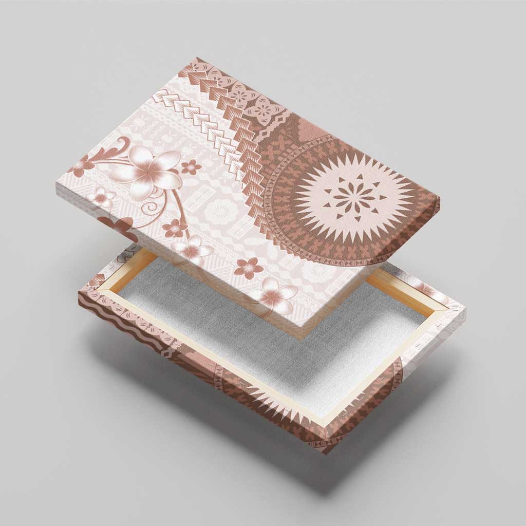 Bula Fiji Canvas Wall Art Brown Plumeria Masi Tapa Pattern - Polynesian Pride