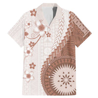 Bula Fiji Family Matching Mermaid Dress and Hawaiian Shirt Brown Plumeria Masi Tapa Pattern - Polynesian Pride