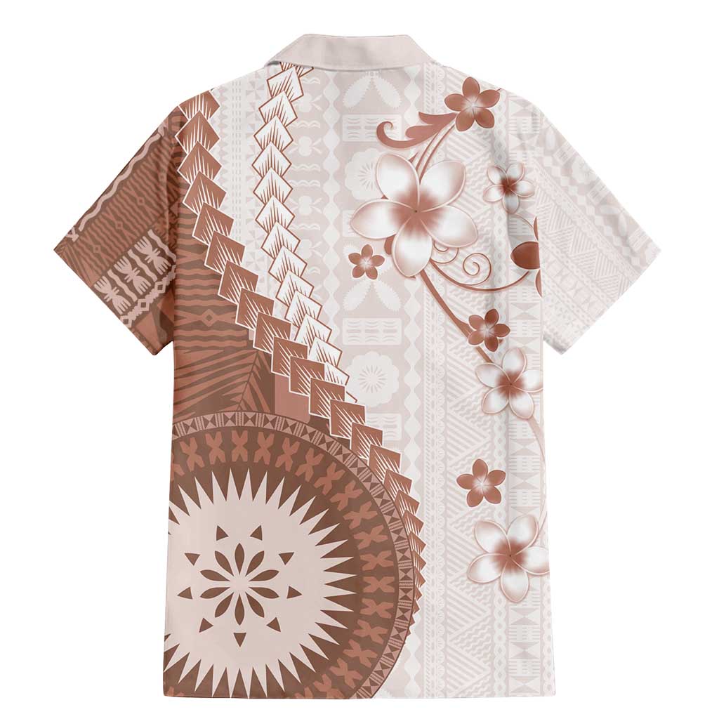 Bula Fiji Family Matching Mermaid Dress and Hawaiian Shirt Brown Plumeria Masi Tapa Pattern - Polynesian Pride