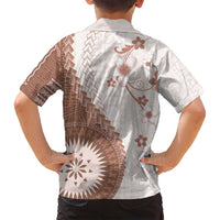 Bula Fiji Family Matching Summer Maxi Dress and Hawaiian Shirt Brown Plumeria Masi Tapa Pattern - Polynesian Pride