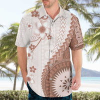 Bula Fiji Hawaiian Shirt Brown Plumeria Masi Tapa Pattern - Polynesian Pride