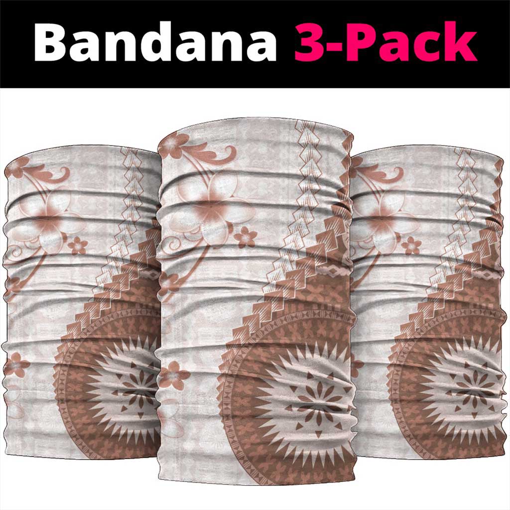 Bula Fiji Neck Gaiter Brown Plumeria Masi Tapa Pattern - Polynesian Pride