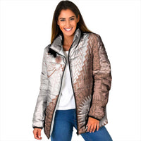 Bula Fiji Padded Jacket Brown Plumeria Masi Tapa Pattern - Polynesian Pride