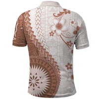 Bula Fiji Polo Shirt Brown Plumeria Masi Tapa Pattern - Polynesian Pride