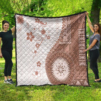 Bula Fiji Quilt Brown Plumeria Masi Tapa Pattern - Polynesian Pride