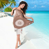 Bula Fiji Sarong Brown Plumeria Masi Tapa Pattern - Polynesian Pride