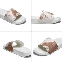 Bula Fiji Slide Sandals Brown Plumeria Masi Tapa Pattern LT05 - Polynesian Pride
