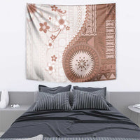 Bula Fiji Tapestry Brown Plumeria Masi Tapa Pattern - Polynesian Pride