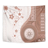 Bula Fiji Tapestry Brown Plumeria Masi Tapa Pattern - Polynesian Pride