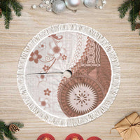 Bula Fiji Tree Skirt Brown Plumeria Masi Tapa Pattern - Polynesian Pride