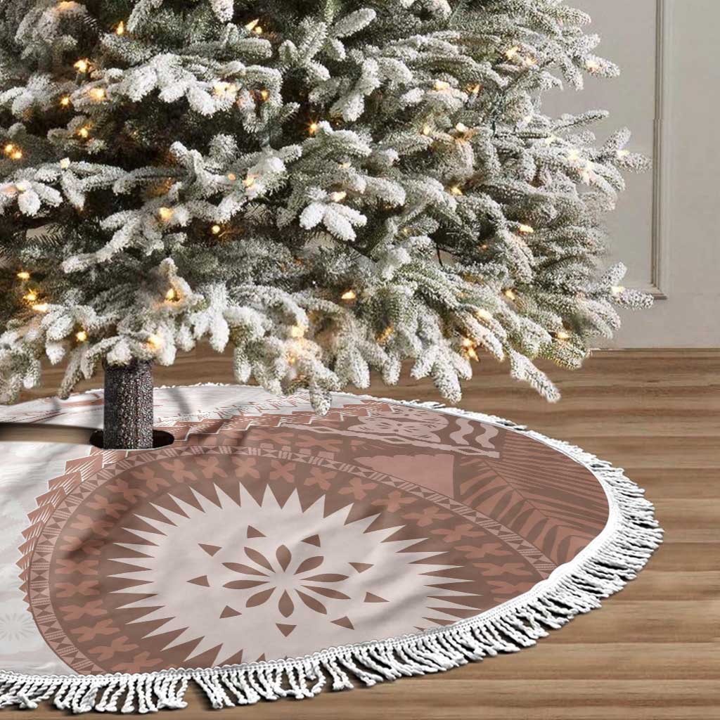 Bula Fiji Tree Skirt Brown Plumeria Masi Tapa Pattern - Polynesian Pride