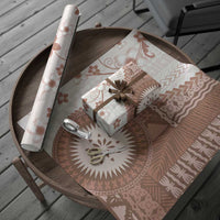 Bula Fiji Wrapping Paper Brown Plumeria Masi Tapa Pattern